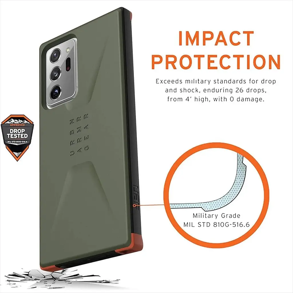Оригінальний протиударний чохол UAG Civilian для Samsung Galaxy Note 20 Ultra (6.9") Olive Drab 21220D117272  - фото 6