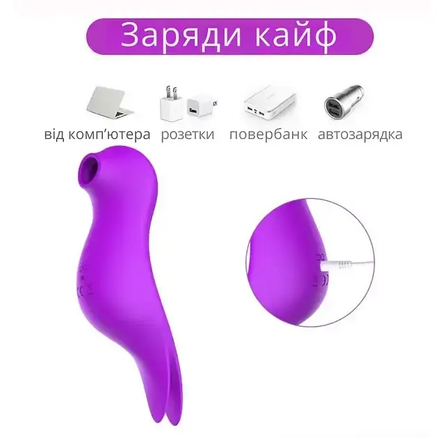 Стимулятор клітора I’MCUM SeaLion Вакуумно-вібраційний Фіолетовий (IM-KXY287) - фото 5
