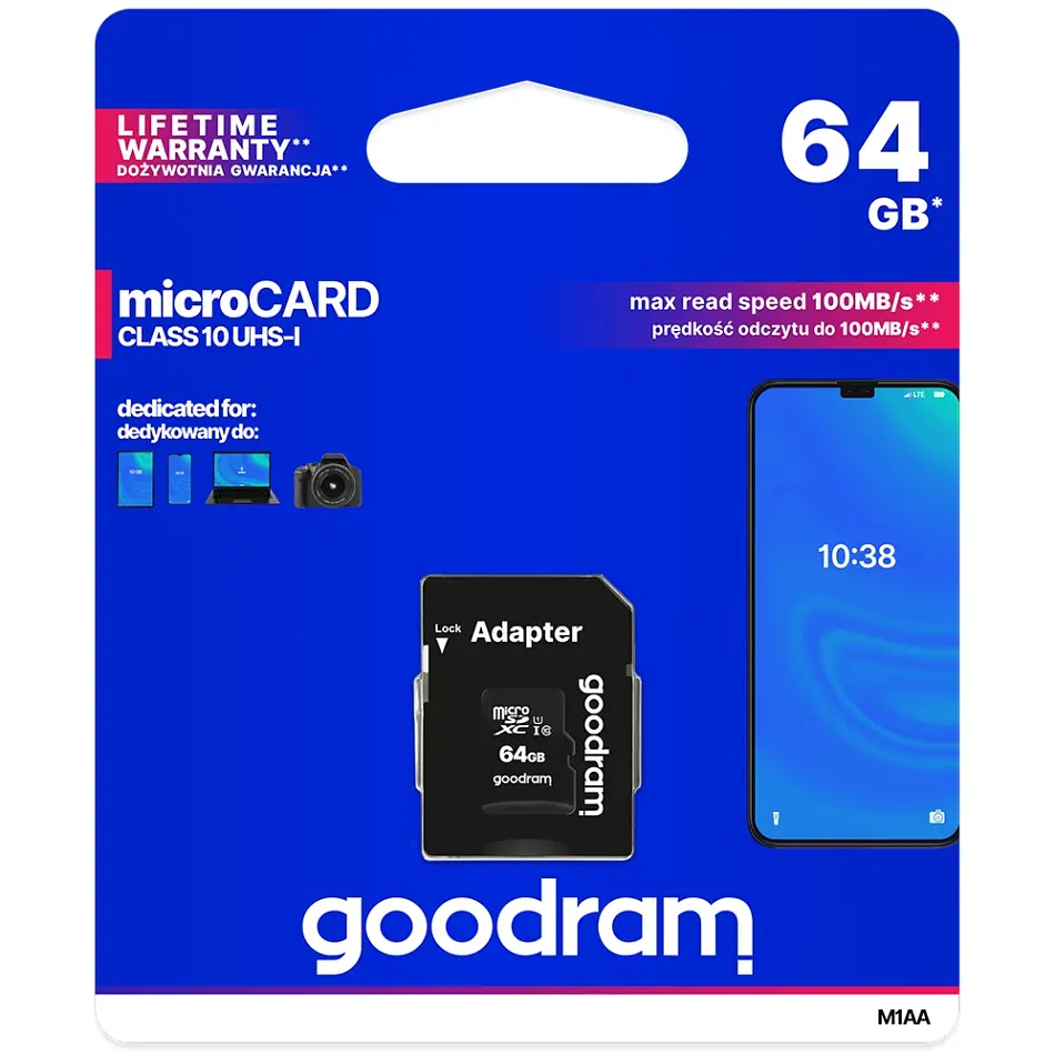 Memory card microSDXC 64Gb GoodRAM (class10) UHS I Retail + Adapter - фото 3