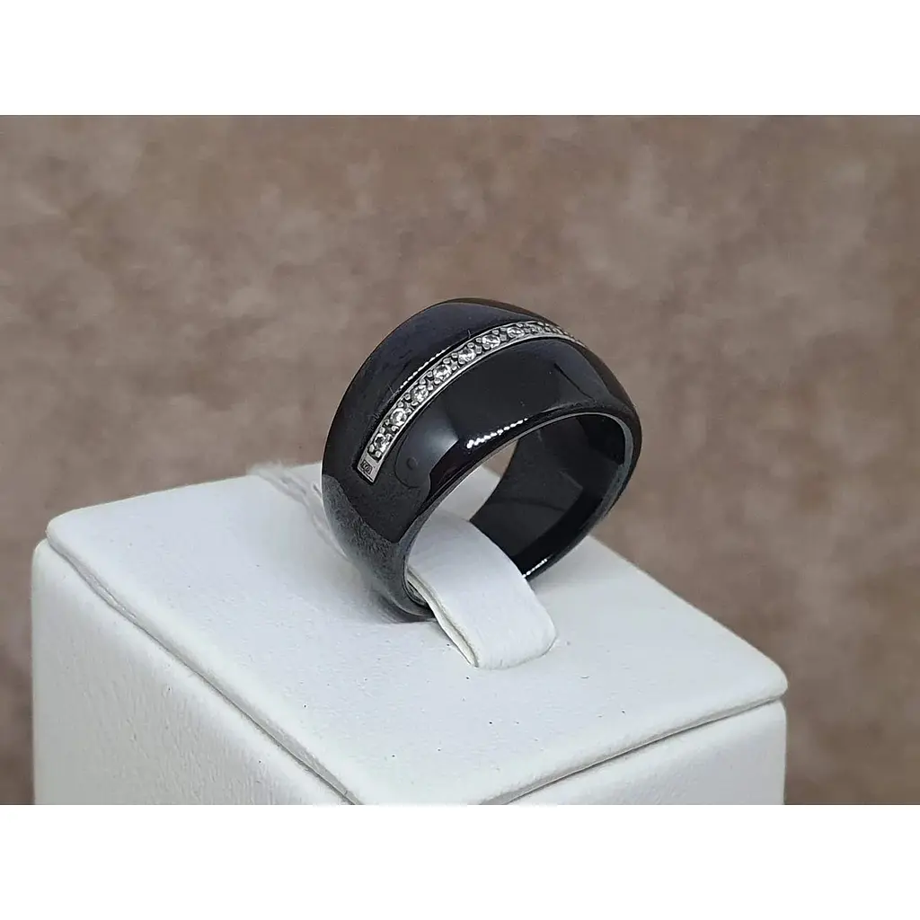 Срібне кільце Aurora з керамікою і фіанітами. С1107Ч 16,5 - фото 3