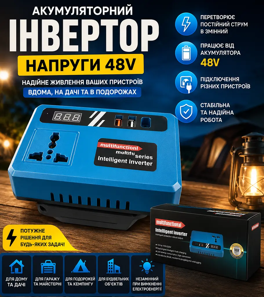 Акумуляторний інвертор напруги 1 АКБ 48 В - фото 2