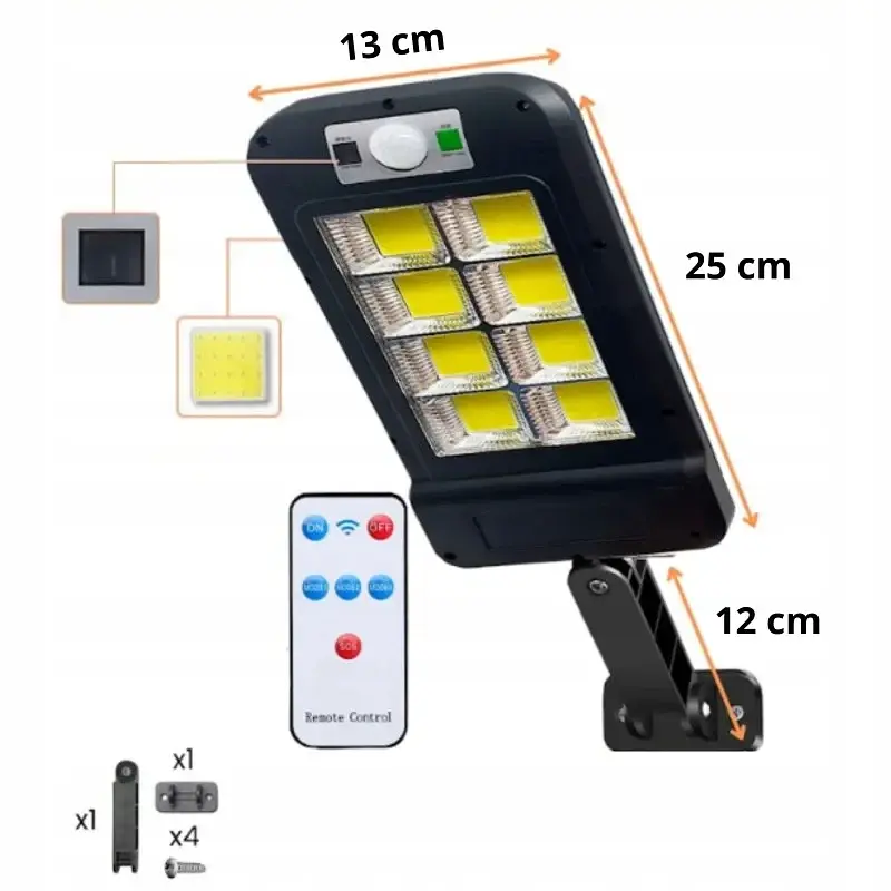 Солнечный светодиодный светильник Red Garden P4 с датчиком движения и сумерек, 240 COB LED, пульт, IP65 - фото 3