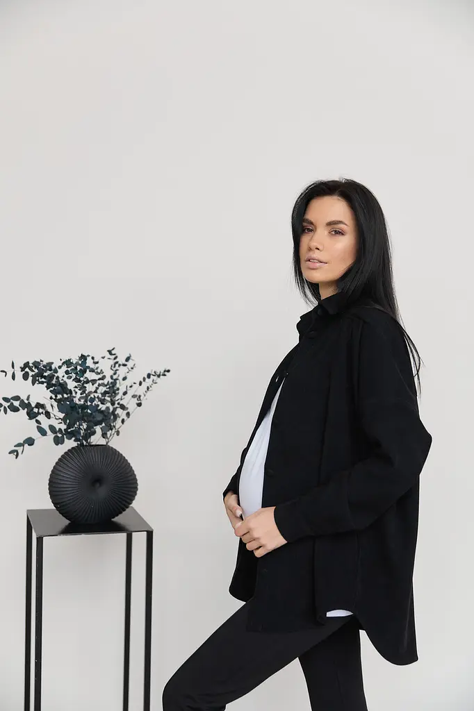 Рубашка вельветовая для беременных и кормящих мам Varna размер XXL-3XL Lullababe Черный - фото 7