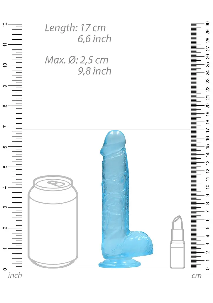 Фалоімітатор Realrock Dildo 6" блакитний з мошонкою - фото 7
