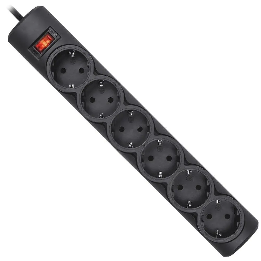Мережевий фільтр Power filtr 1.8м Defender DFS151, чорний, 6 розеток, з вимикачем (994940) - фото 3