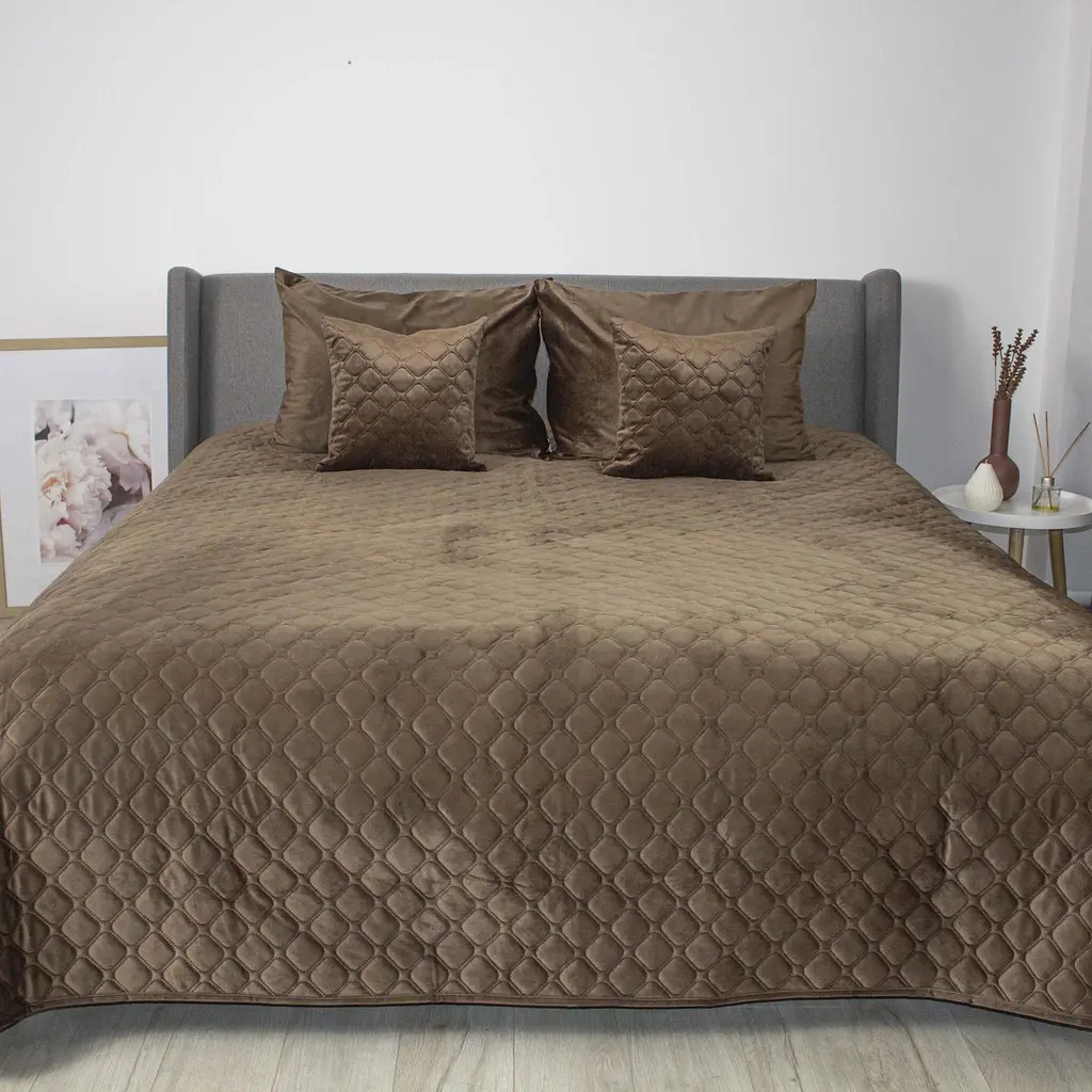 Покривало ТЕП Velour Ромб круглий Coffee 150x210 см кавовий (4-00515_33942) - фото 2