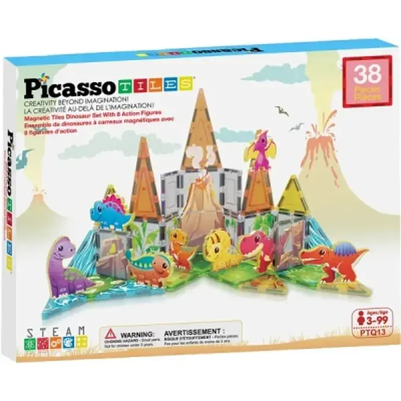 Настільна гра Picasso магнітний Tiles Dinosaur Set з 8 фігурками динозаврів 38 деталей (817338028848)