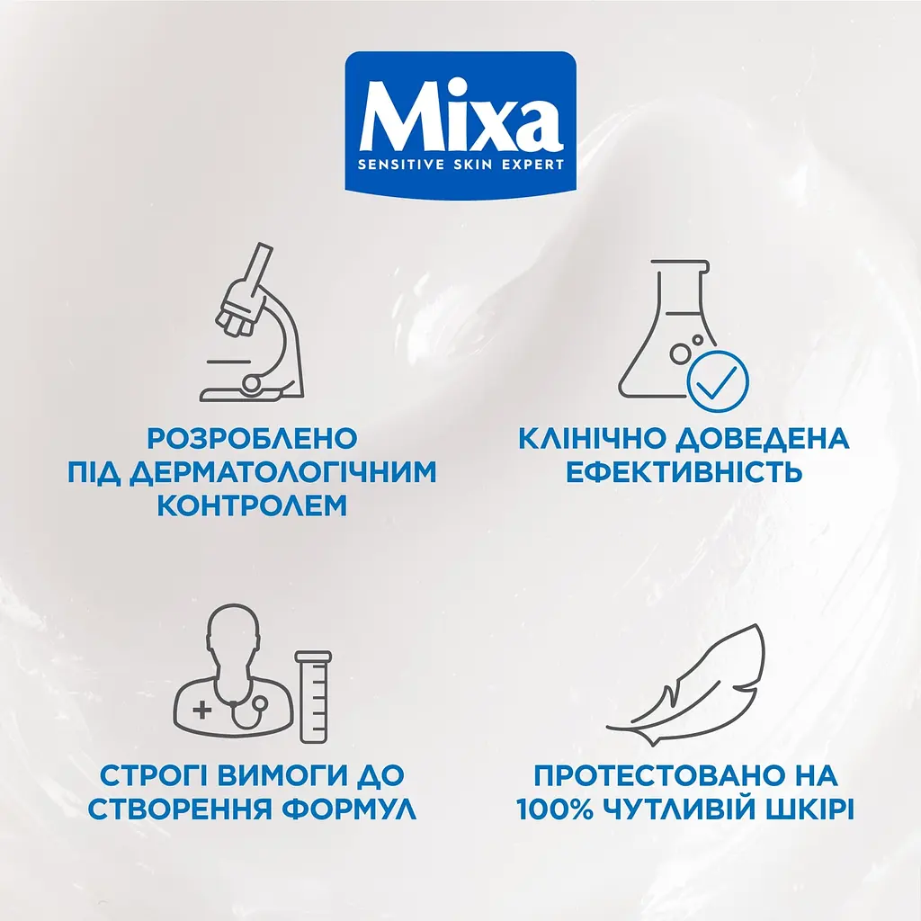 Багатофункціональний відновлювальний крем щільної текстури Mixa 10-In-1 Cica Repair+ Repairing Ointment для потрісканої, огрубілої чутливої шкіри тіла 150 мл - фото 13