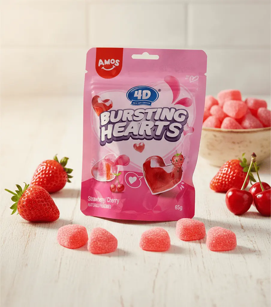 Желейні цукерки Amos 4D Bursting Hearts 65г - фото 2