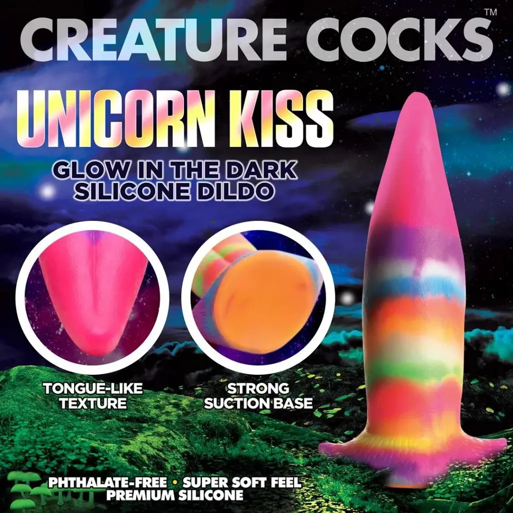 Фалоімітатор Creature Cocks Unicorn Kiss Glow-In-The-Dark 21.3 см мульті - фото 7