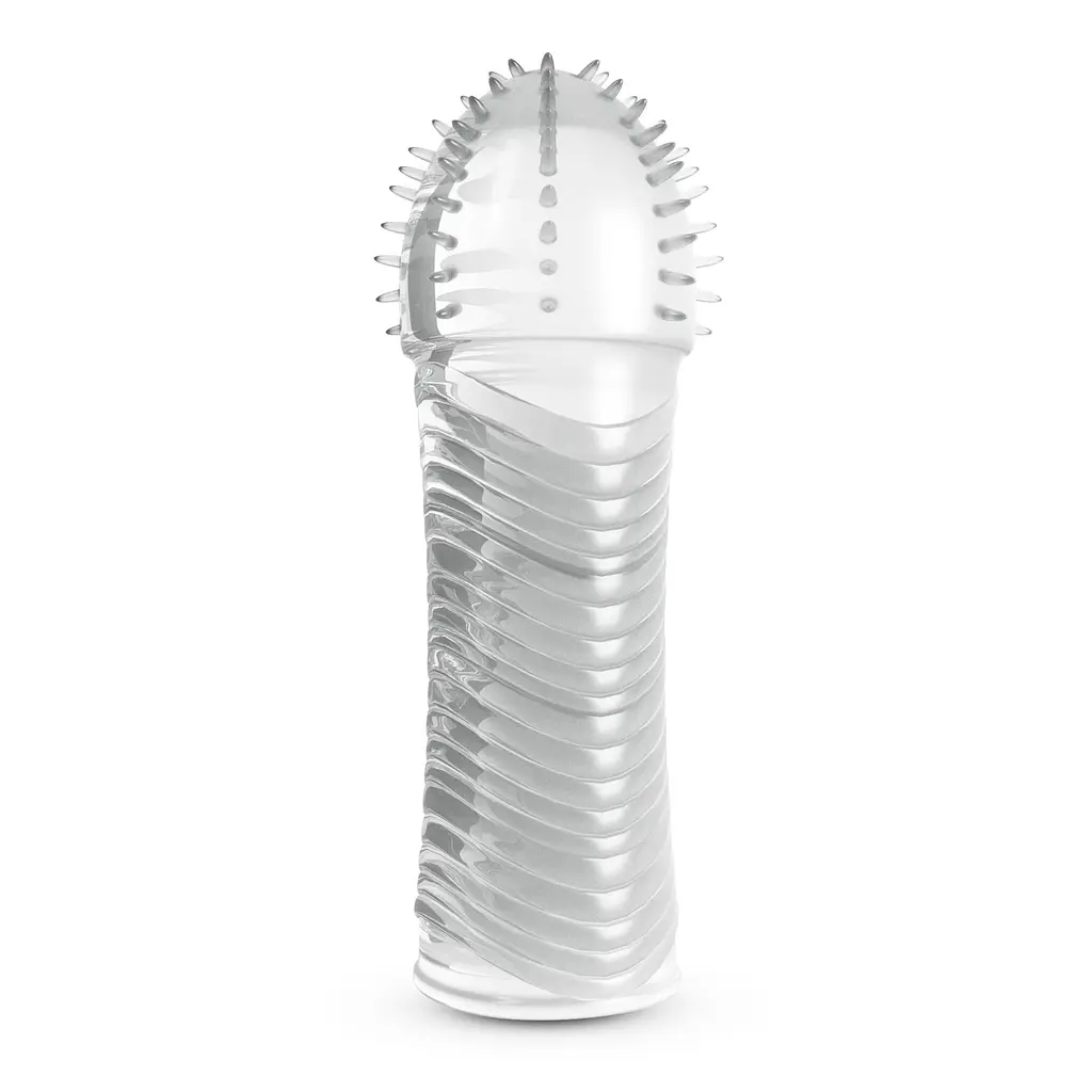 Насадка на пеніс Crushious Ribbed Penis Sleeve, 15.5 см (прозорий)