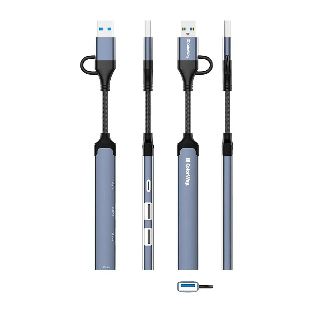 Концентратор ColorWay USB-A/USB-C 4-in-1 USB2.0х2/USB3.0/USB-C2.0 (CW-HUB06) - фото 5