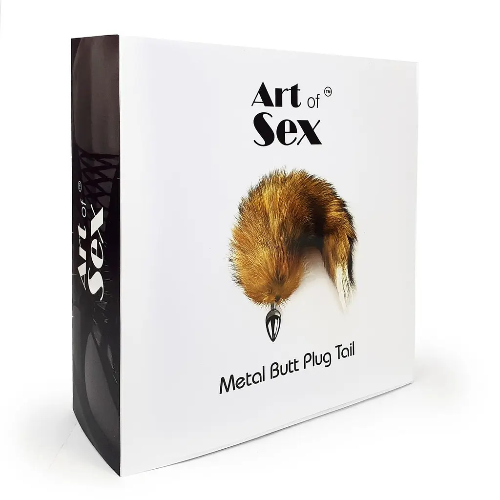 Металева анальна пробка з хвостом із натурального хутра Art of Sex size M Red fox - фото 6