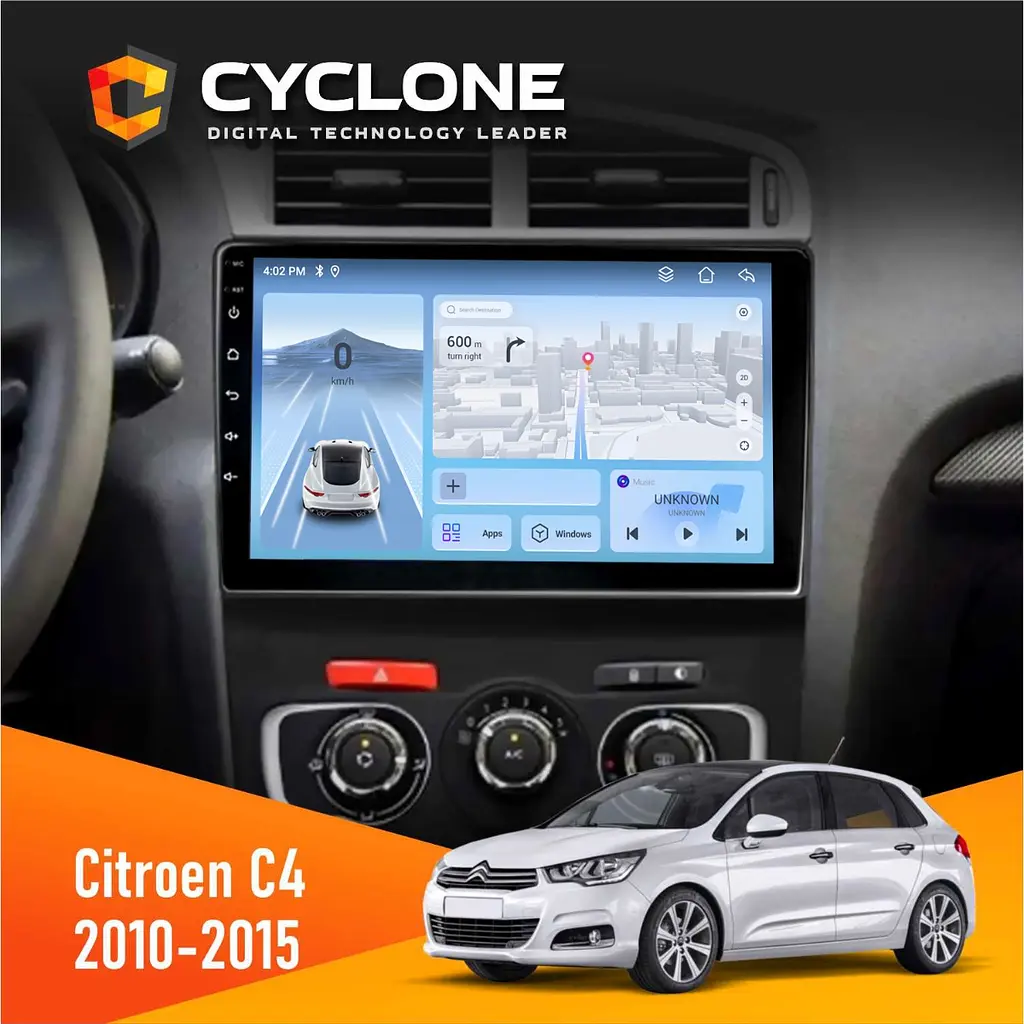 Штатна магнітола Citroen C4 2010-2015 Cyclone C10-012 4x64, DSP, 4G Cyclone (НФ-00008628)