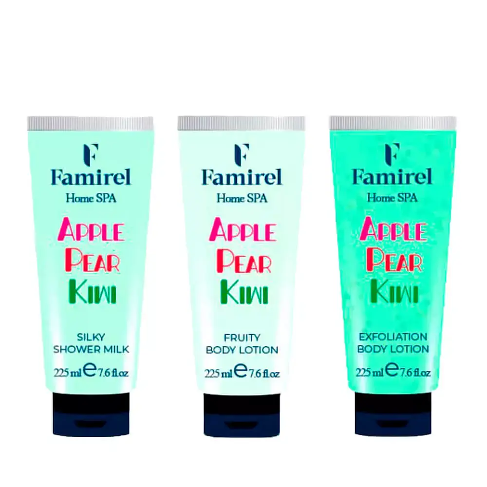 Набір для душу Famirel Home Spa "Kiwi & Pear & Apple" для оновлення і гладкості шкіри (085984, 086240, 086035)