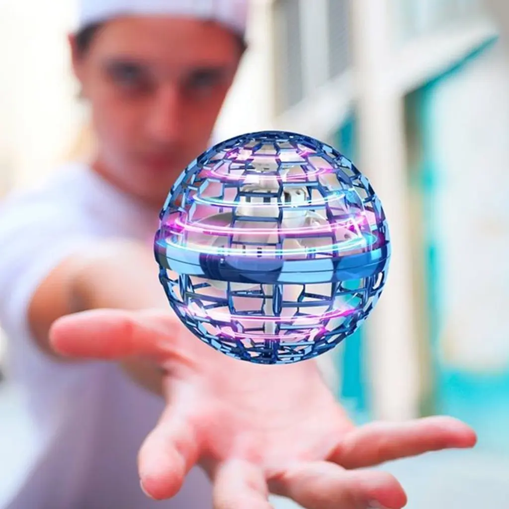 Чарівна літаюча куля на акумуляторі з підсвічуванням FlyNova Flying Spinner RGB синій - фото 8
