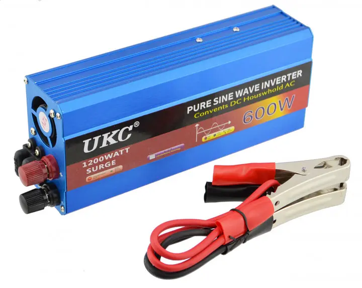 Автоінвертор-перетворювач напруги з чистою синусоїдою 12 V у 220 V AC/DC 600 W UKC