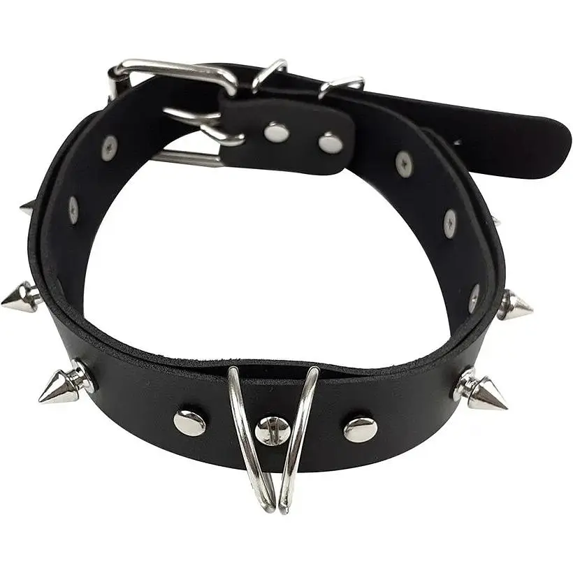 Ошейник Art of Sex - Collar Spikes and Leash с шипами и поводком - фото 2