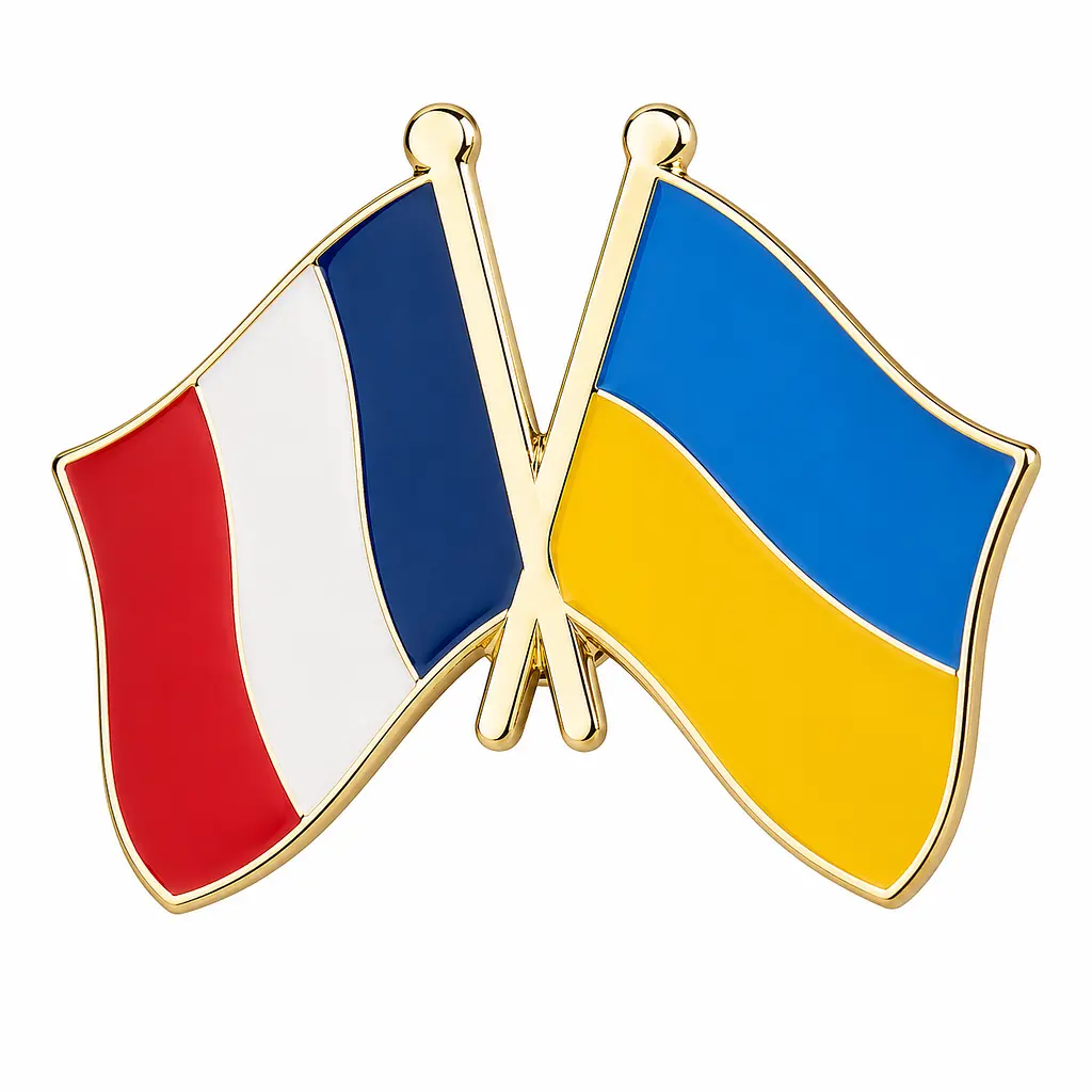Подвійний значок-пін «Україна – Франція» 25 × 19 мм (00004)