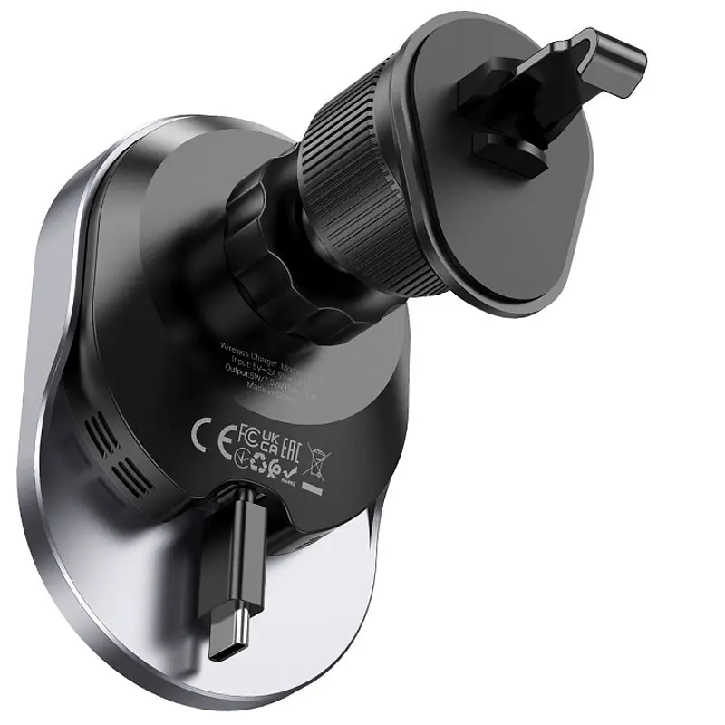 Автотримач з БЗП Hoco HW12 Guardian magnetic (air outlet) Black / Gray - фото 7