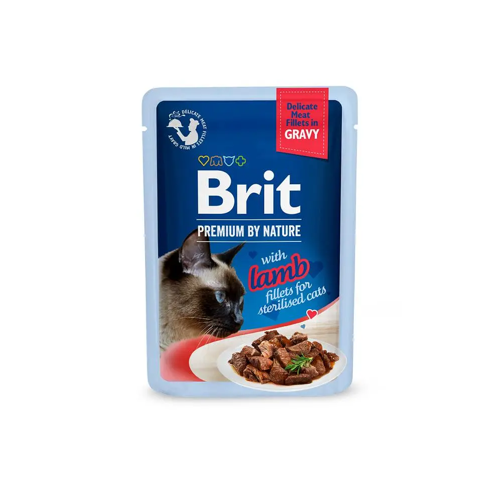 Корм вологий Brit Premium Delicate Fillets in Gravy Lamb for Sterilised для стерилізованих кішок філе в соусі ягняти 85 г - фото 2