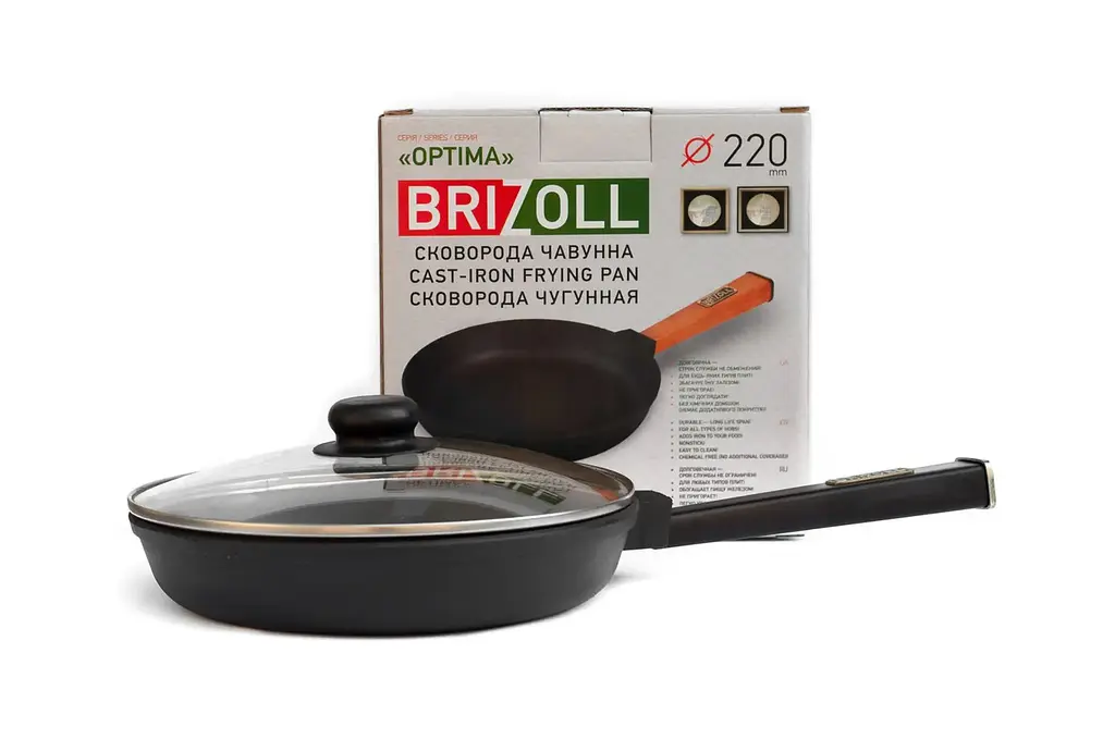 Сковорода чавунна Brizoll Optima Lids O2240P-C 22 см - фото 3