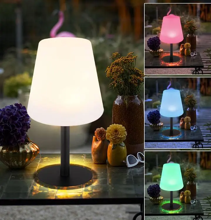 Настільна лампа RGB LED на сонячній батареї, чорний, білий, змінює колір, H 30 см - фото 2