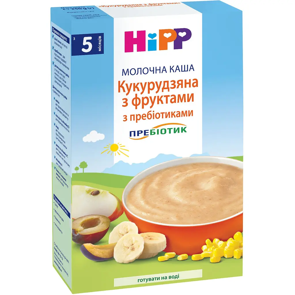 Набор: молочная каша HiPP Кукурузная с фруктами 250 г + органическая каша HIPP Молочная из Спельты Спокойной ночи 190 г  - фото 2