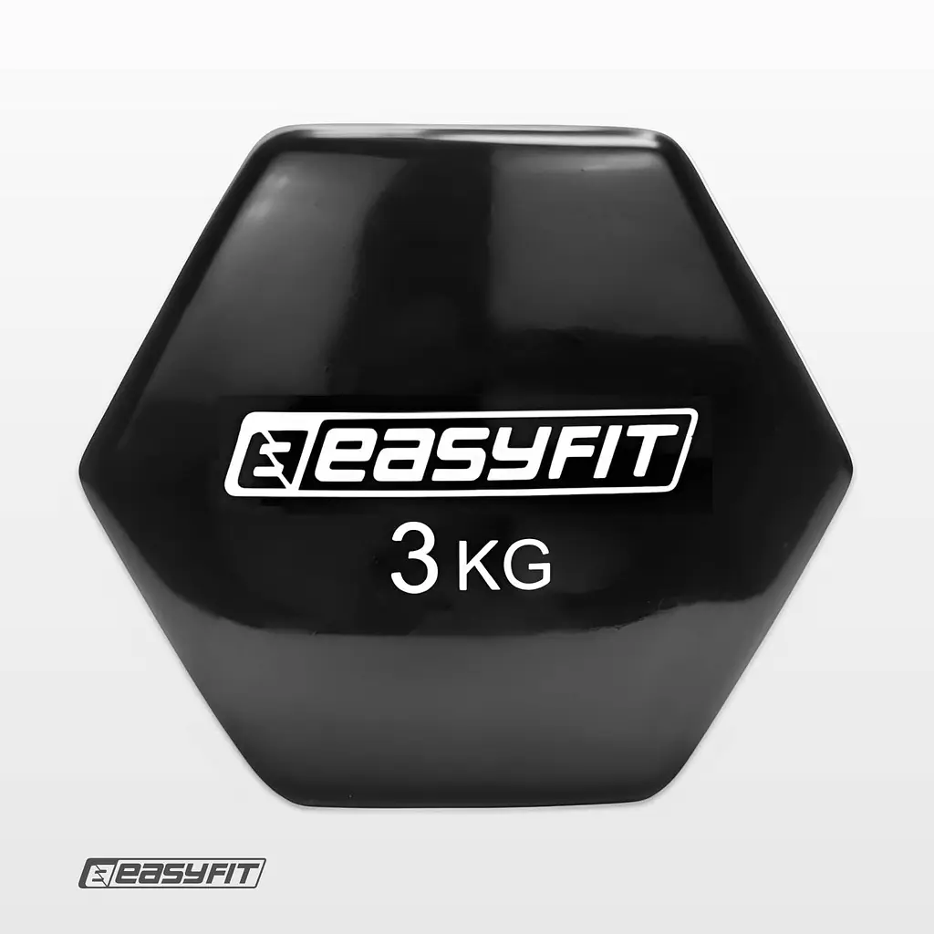 Гантель для фітнесу 3.0 кг EasyFit із вініловим покриттям чорна - фото 3