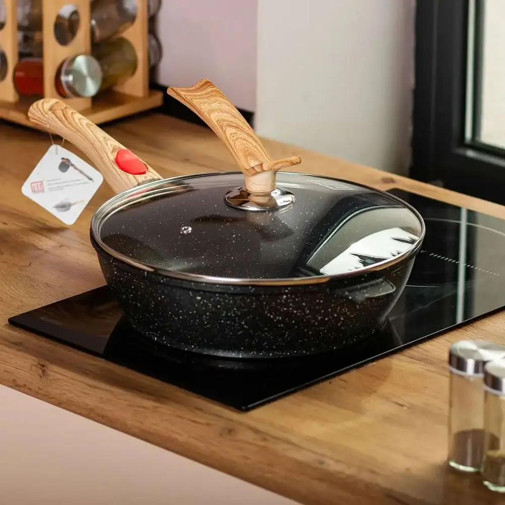 Сковорода універсальна MGC алюмінієва 28 см зі знімною ручкою, чорний MGC HP-4-465B - фото 6