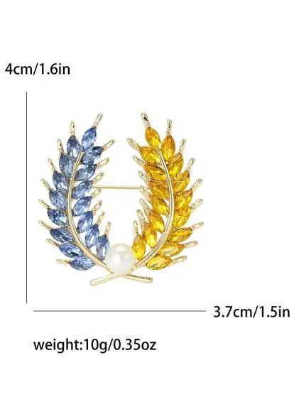 Брошь Колосья пшеницы колоски венок брошь-булавка символ Украины желто-голубая - фото 3