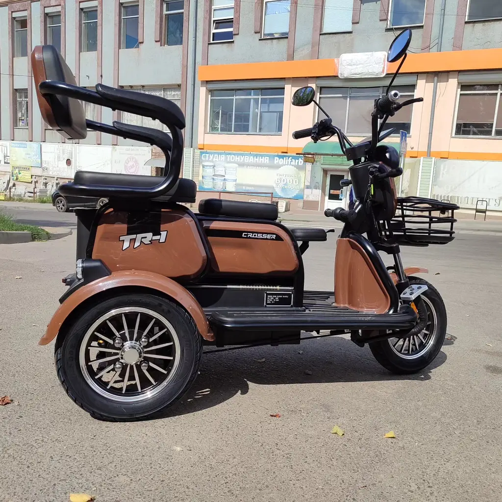 Электроскутер Трехколесный Crosser TR1 (600W, 72V, 20Ah) Коричневый - фото 4