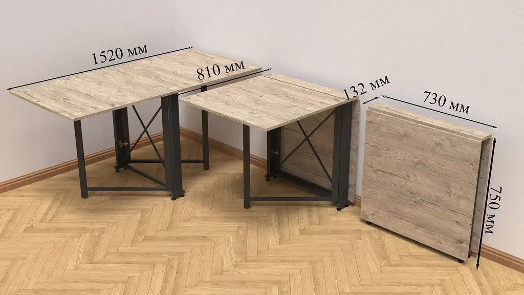 Стол-книга трансформер Орион 2 Ferrum-decor 750x1520x730 Черный металл ДСП Белое 16 мм (FRD-104583) - фото 6