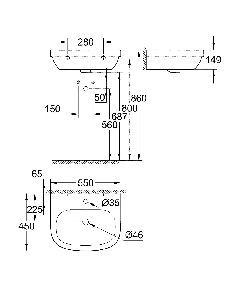 Умывальник Grohe Euro Ceramic 55 см 39336000, Белый - фото 2