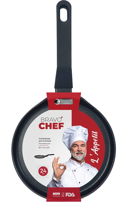 Сковорода Bravo Chef для блинов L'Appetit 24 см kuh0016769 - фото 3