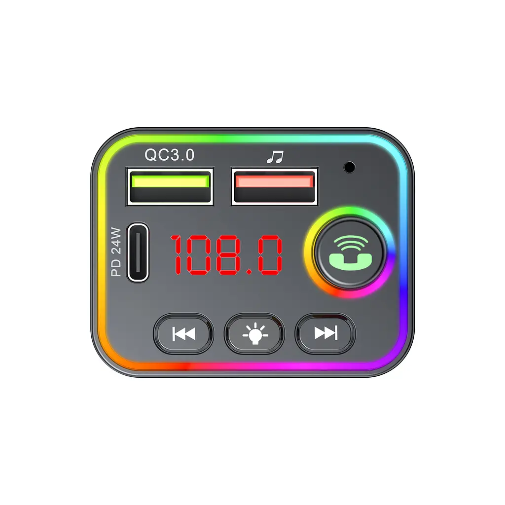 FM модулятор HAVIT HV-FM819BT USB-A+USB-C PD24W RGB Black HAVIT (28523-000) - фото 3