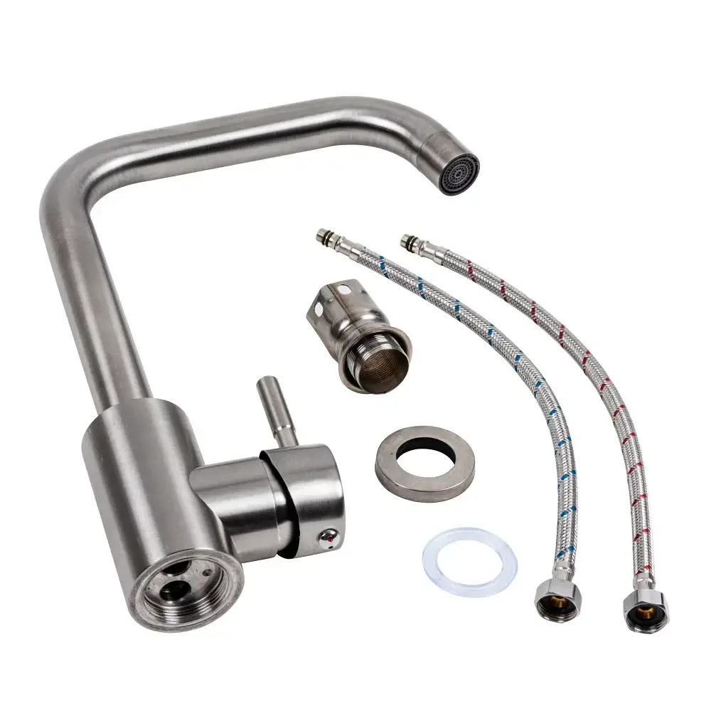 Змішувач кухонний Platinum NS02B поворотний одноважільний нержавіюча сталь (000037810) - фото 2