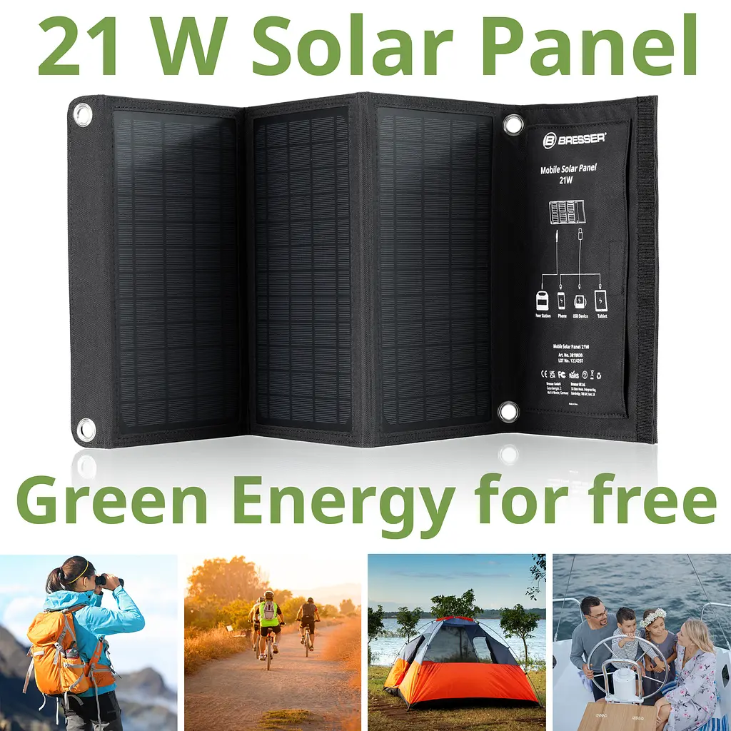 Портативний зарядний пристрій сонячна панель Bresser Mobile Solar Charger 21 Watt USB DC (3810030) - фото 2