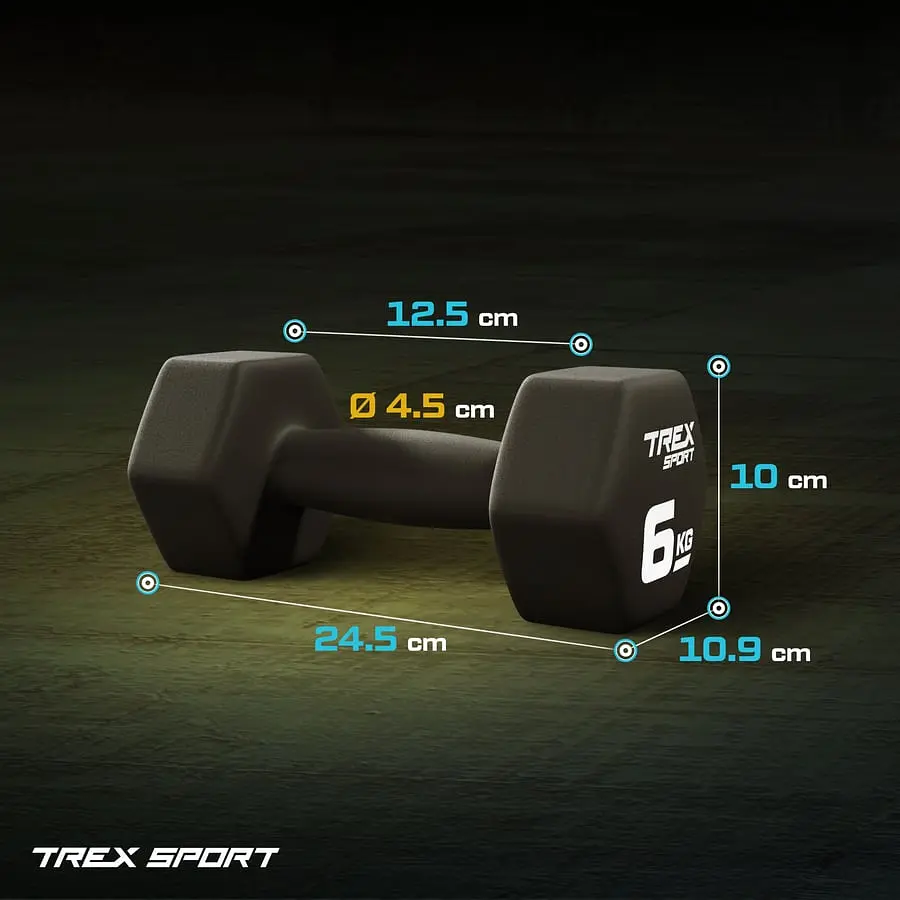 Гантелі для фітнесу неопренові TREX Sport TX-060VD 2x6кг - фото 4