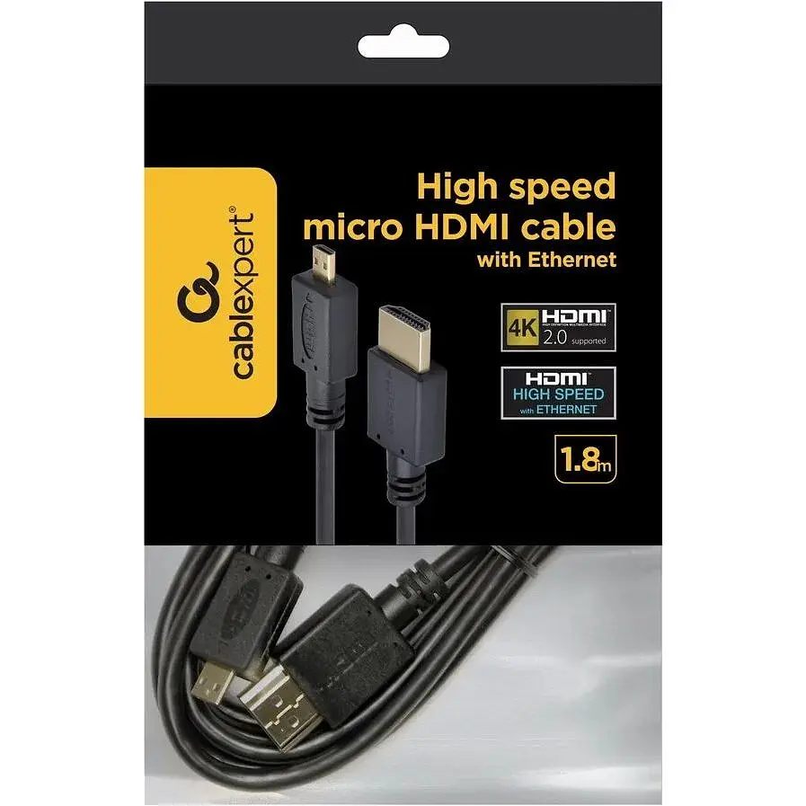 Кабель Cablеxpert HDMI - micro-HDMI (D-тип) v2.0 1.8m (CC-HDMID-6) - фото 3