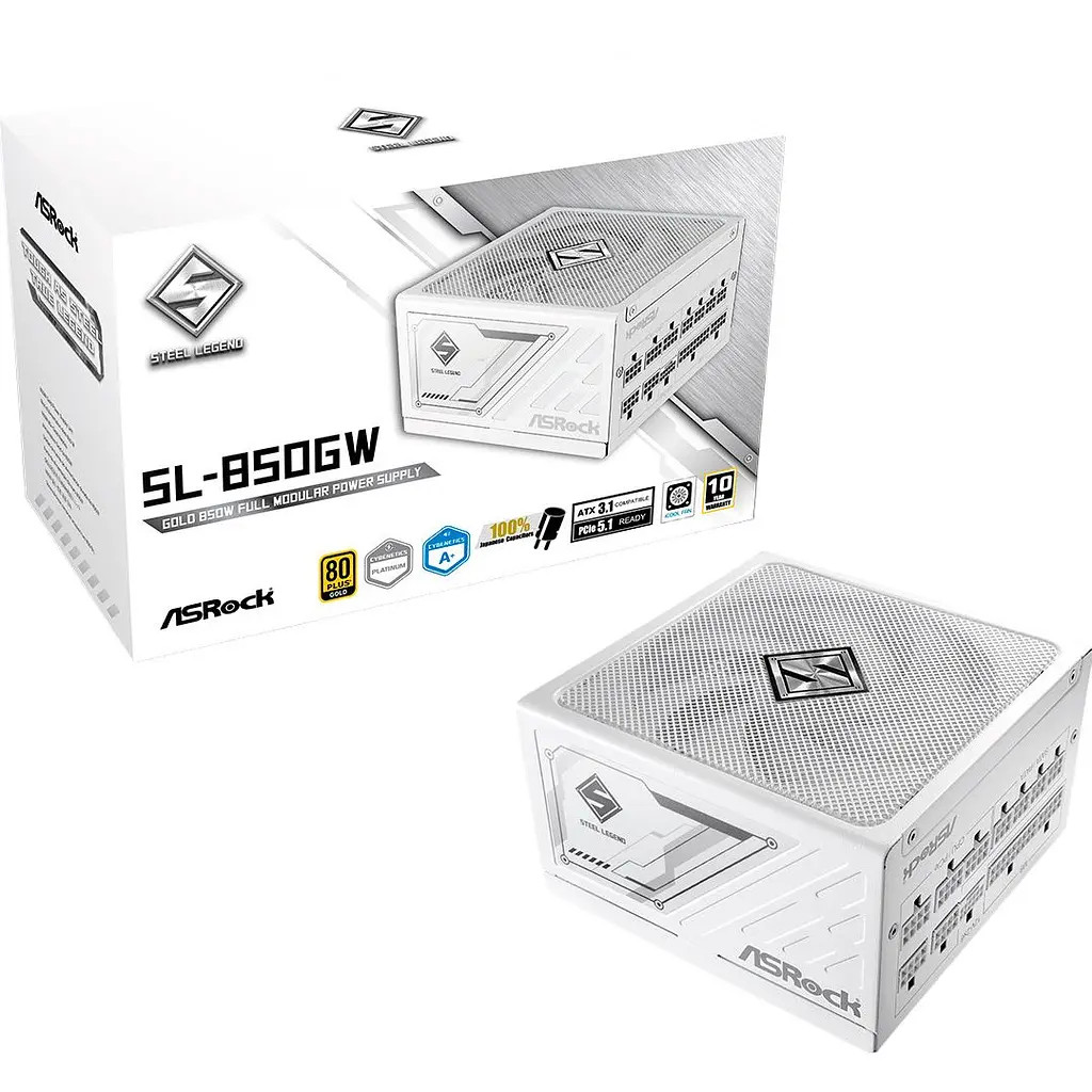 Блок живлення ASRock Steel Legend SL-850GW 850W PCIE 5.1 White [176395] - фото 7
