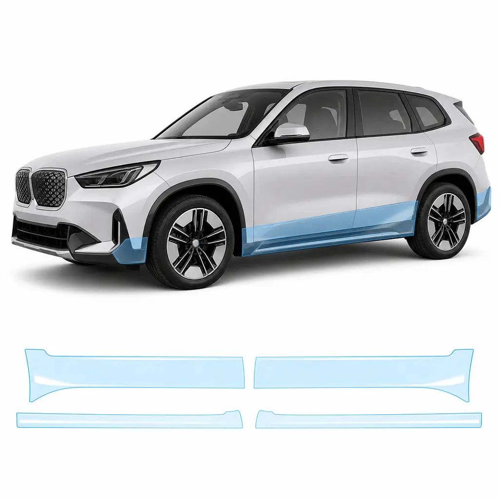 Антигравійна захисна бронеплівка за лекалами для BMW iX1 U11 2022- нижня зона кузова та пороги