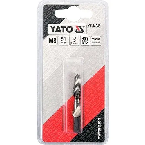 Сверло-метчик Yato М8х1.25 мм HSS М2 HEX-1/4 l=51/11 мм (YT-44845) - фото 3