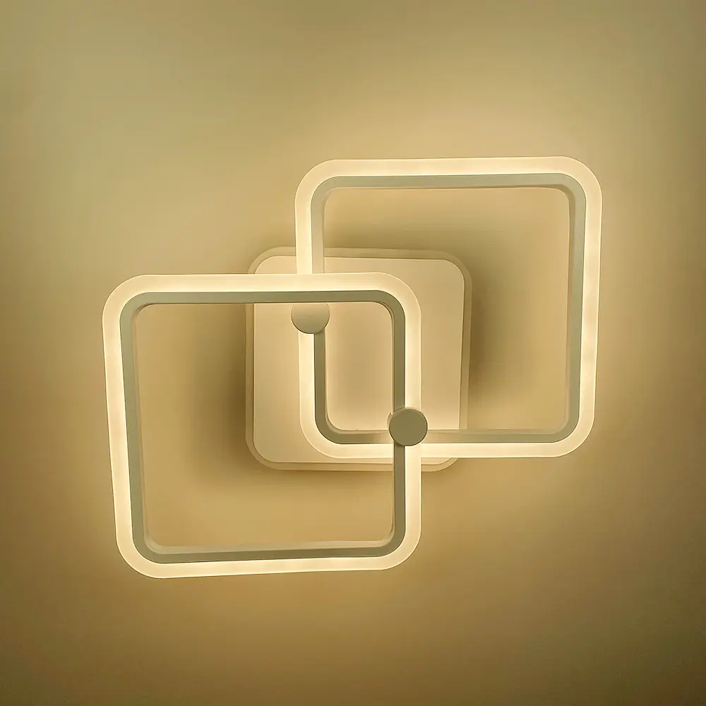 Потолковая минималистичная LED люстра в белом металлическом корпусе 50х43 см | Line F | Ст. 2503/2 WT - фото 2