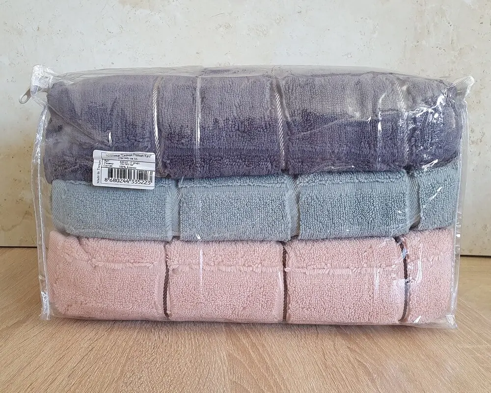 Набір турецьких махрових рушників Cestepe MicroCotton Premium 3 штуки 70x140 Kare 2 щільність 600 г/м2 - фото 4