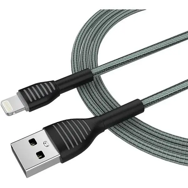 Кабель ColorWay USB - Apple Lightning Braided Cloth 3А 1м Grey - фото 3