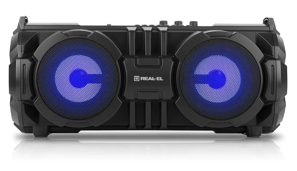 Колонка портативная 2.0 Real-El X-737 Black 2 x 14 Вт пластиковый корпус Bluetooth USB аккумулятор 4000 мАч - фото 2