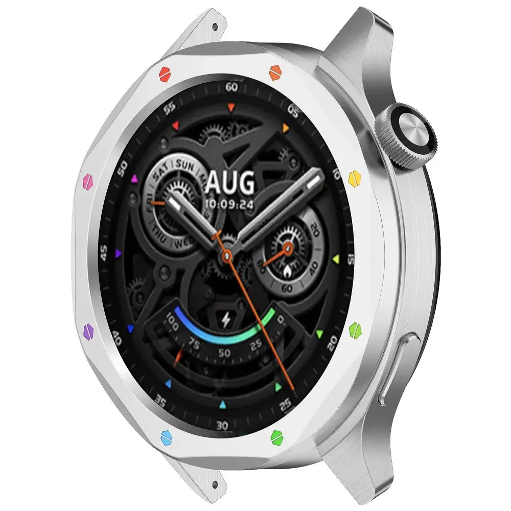 Безель металлический Sikai для смарт-часов Xiaomi Watch S3/S4 Silver-multicolor + защитное стекло - фото 2