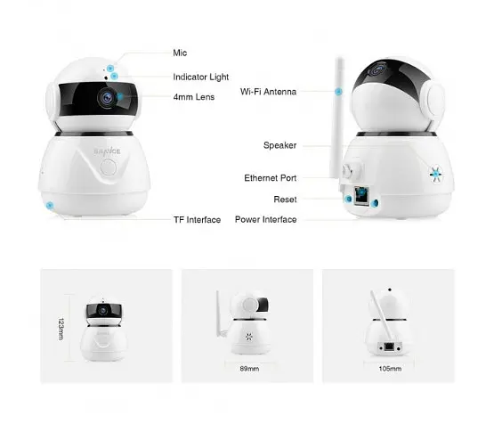 Поворотная камера Sannce Wi-Fi IP HD 1080P Escam Wanscam Оригинал - фото 7
