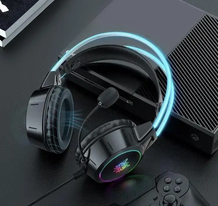 Игровые проводные наушники Onikuma X15 Pro с выдвижным микрофоном, шумоподавлением и LED подсветкой Черный - фото 7